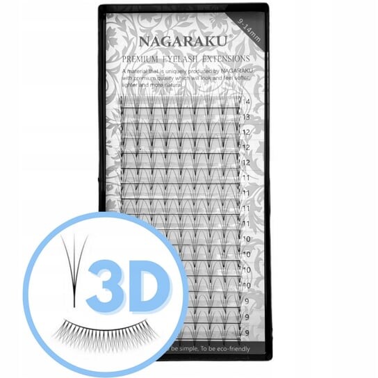 

Нагараку Готовые ресницы 3D Mix C 0,07, 9-14 мм Project Lashes