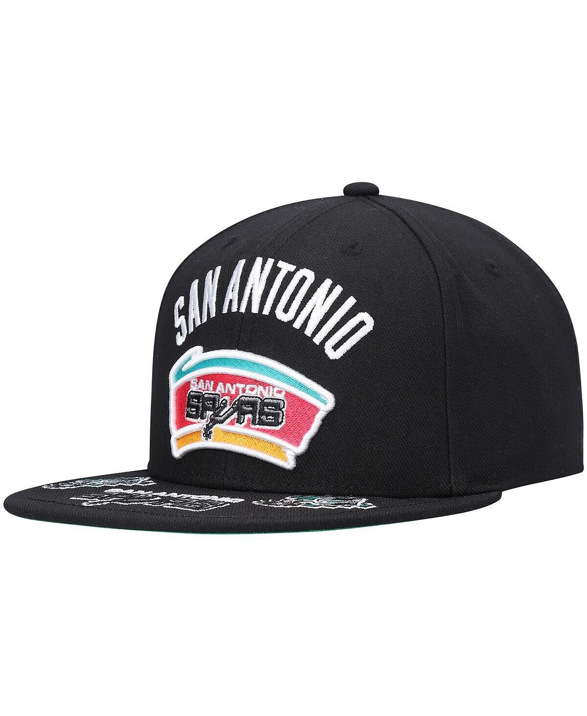 

Мужская черная классическая кепка Snapback San Antonio Spurs из твердой древесины с загрузкой спереди Mitchell & Ness