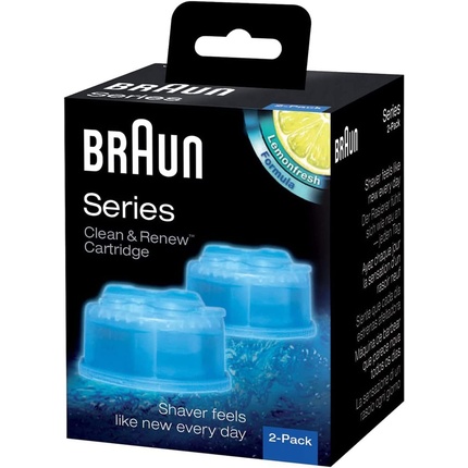 Запасной картридж Braun CCR2 Clean & Renew, 2 шт., синий жидкость для чистки бритвенных головок картридж braun ccr2