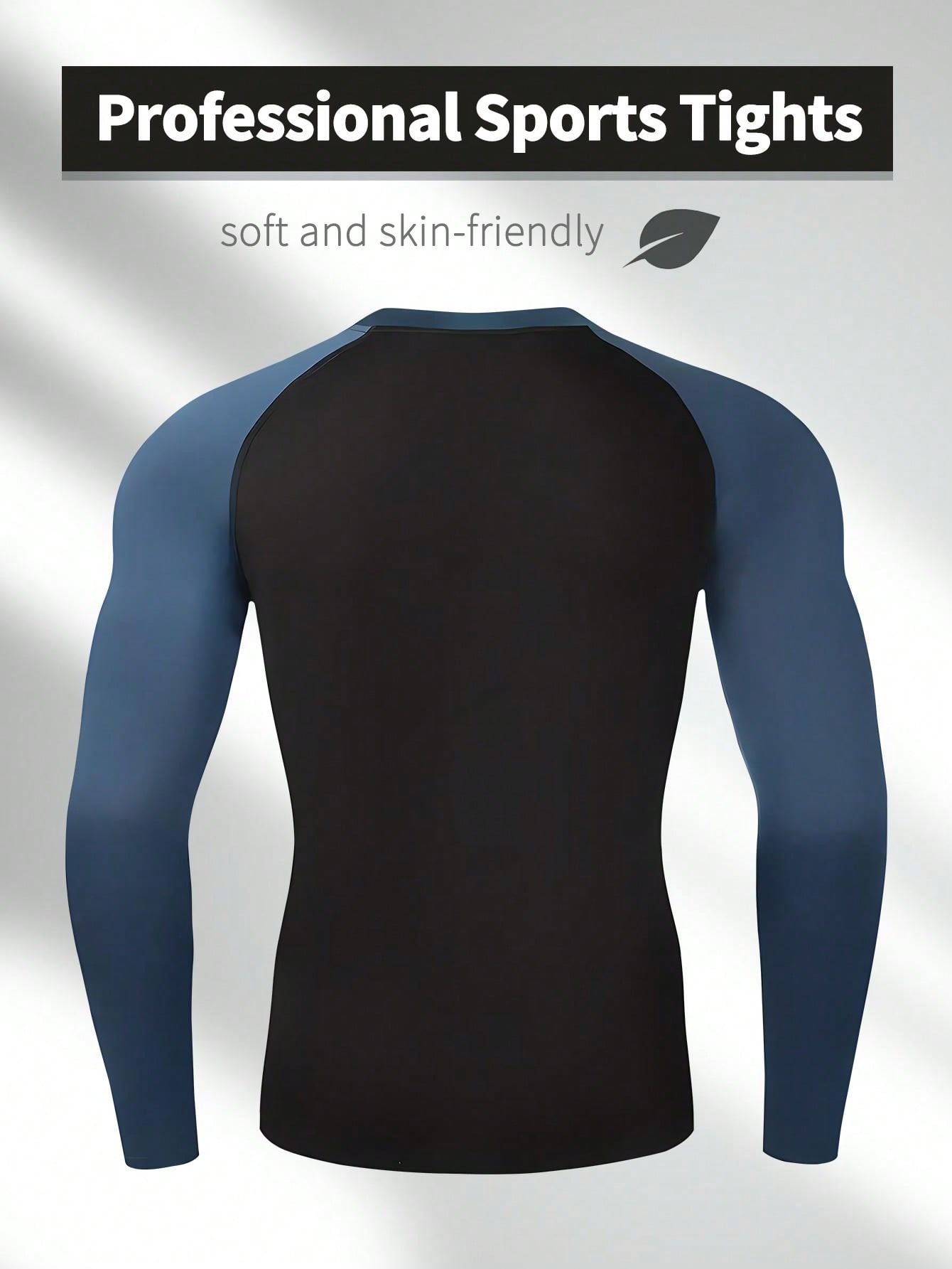 Мужская весенне-летняя быстросохнущая высокоэластичная влагоотводящая рубашка для тренировок с длинными рукавами, синий фото