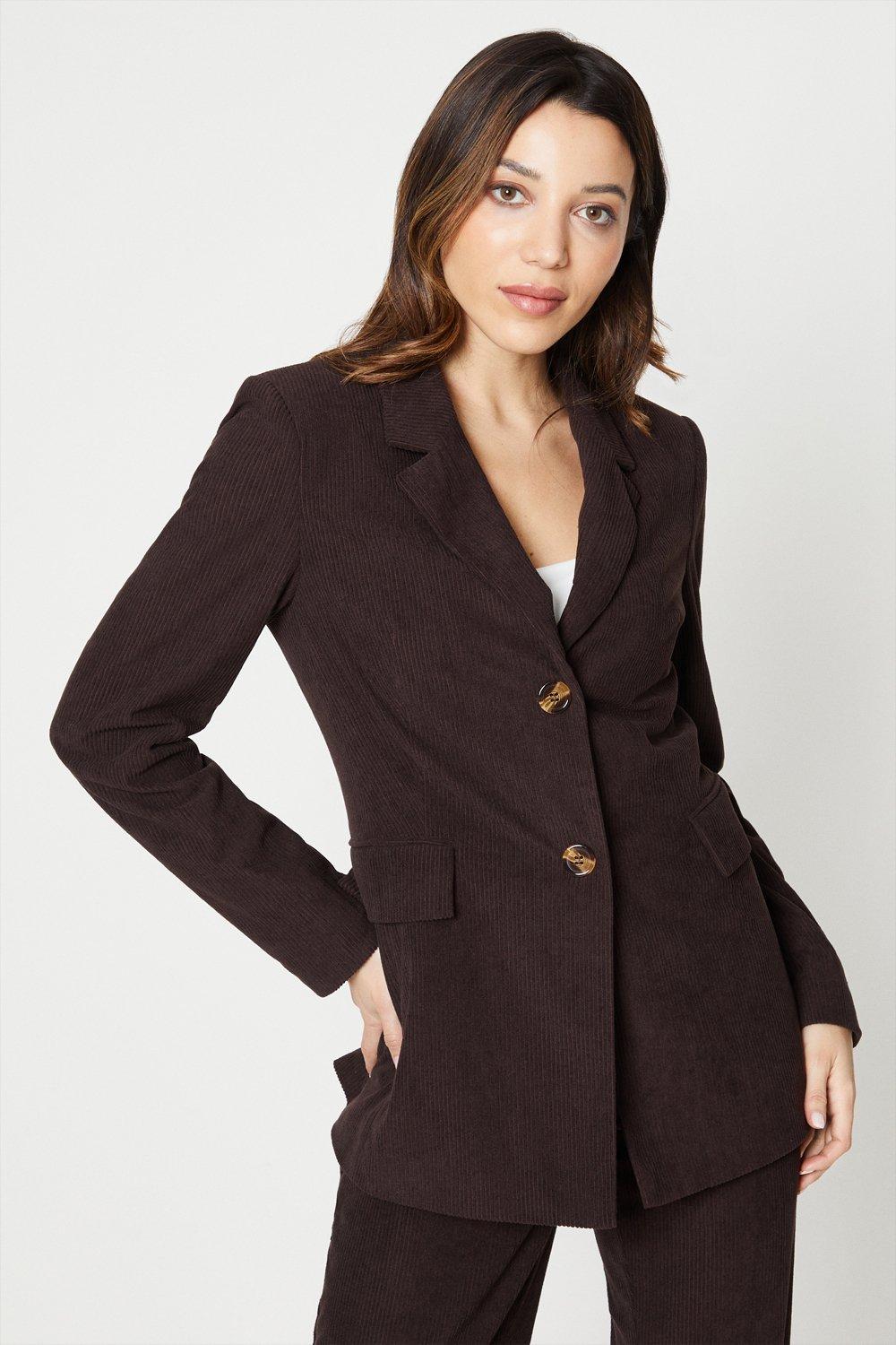 Вельветовый однобортный пиджак Oasis, коричневый пиджак однобортный размер 64 бирюзовый