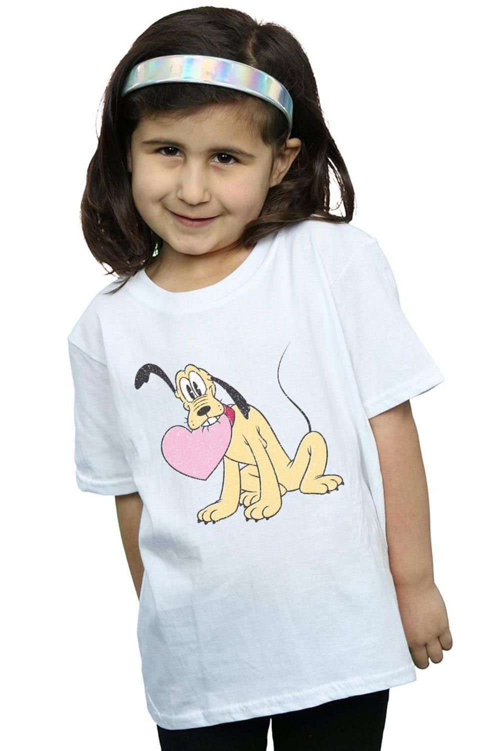 Хлопковая футболка Pluto Love Heart Disney, белый