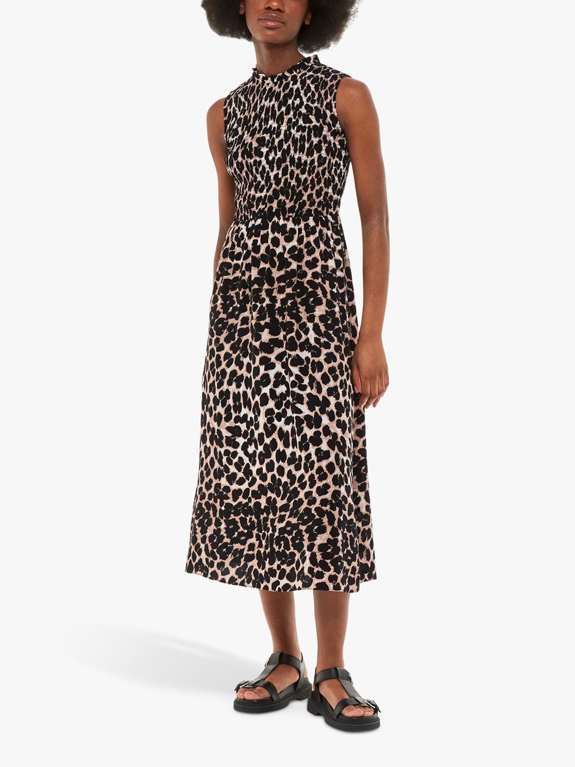 Платье миди с леопардовым принтом Whistles Heidi, коричневый/мульти рубашка реглан с глянцевым леопардовым принтом whistles фиолетовый мульти