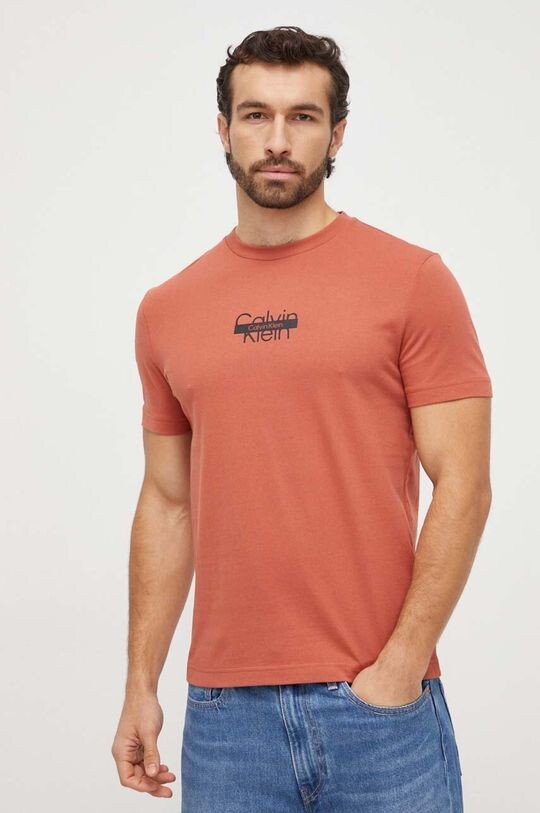 

Хлопковая футболка Calvin Klein, оранжевый