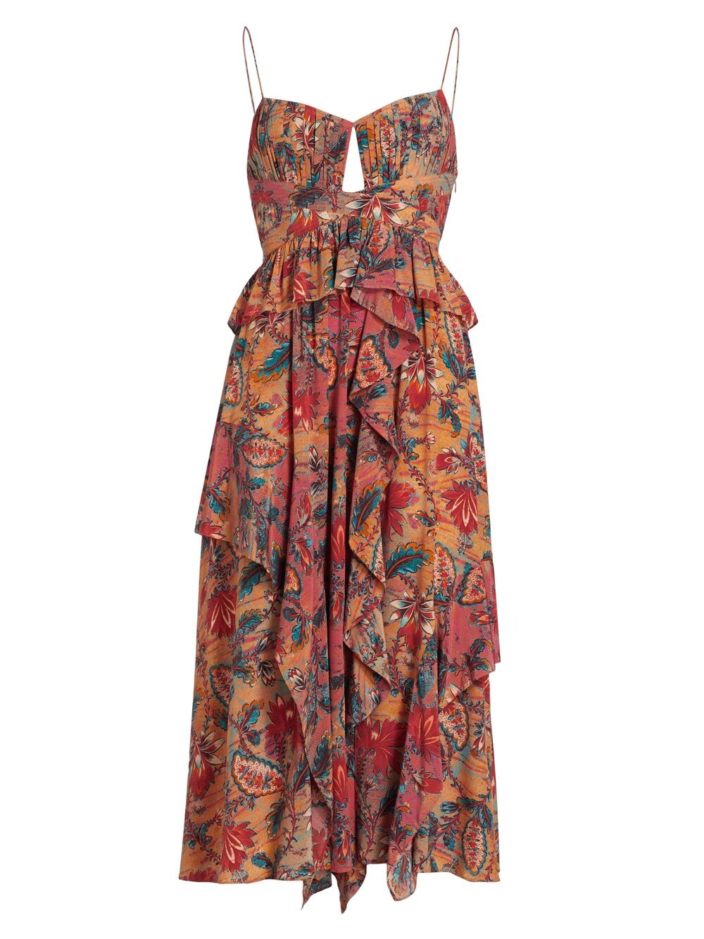 

Платье миди Renata Paisley с оборками Ulla Johnson, коралловый