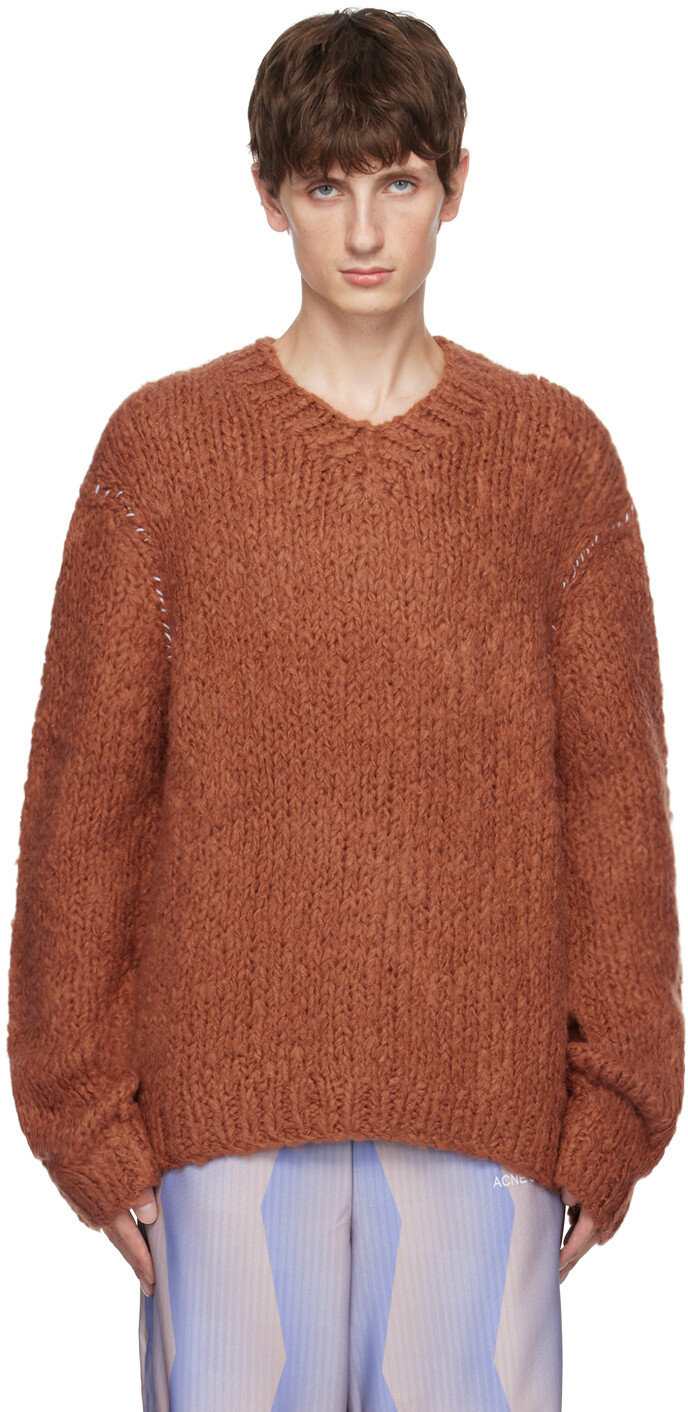 

Коричневый свитер ручной вязки Рыжий Acne Studios
