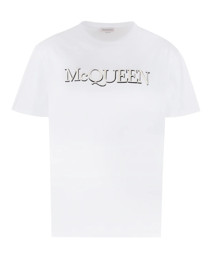 

Хлопковая футболка с логотипом Alexander Mcqueen, белый