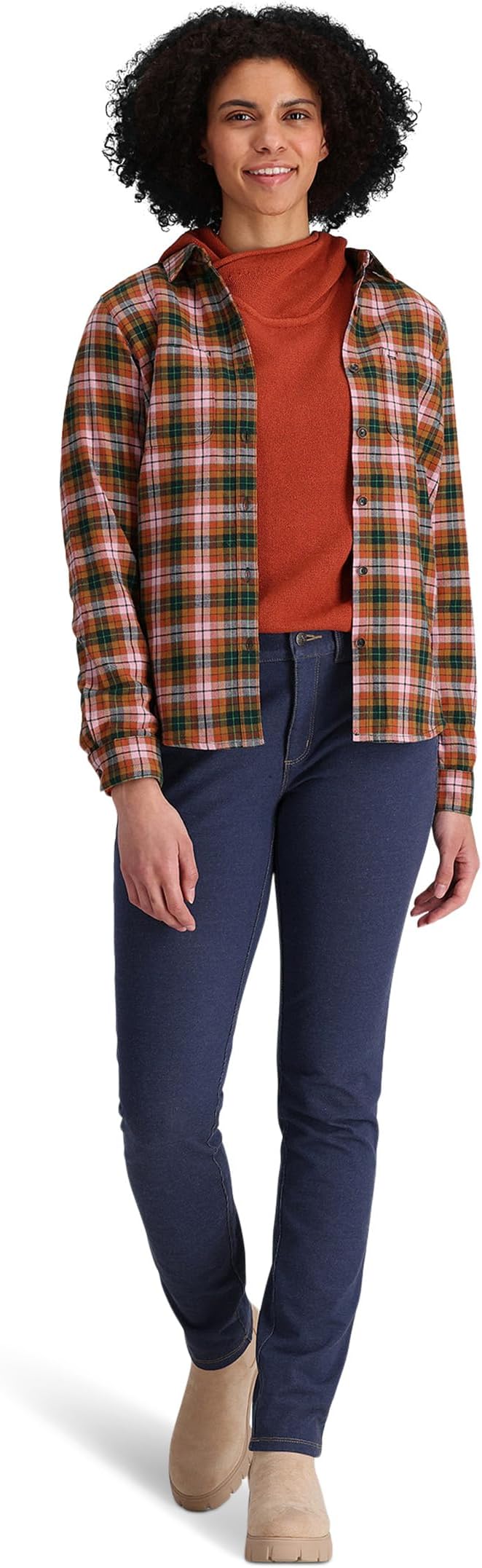 

Рубашка Lieback Organic Cotton Flannel Long Sleeve Royal Robbins, цвет Baked Clay Wildwood Plaid