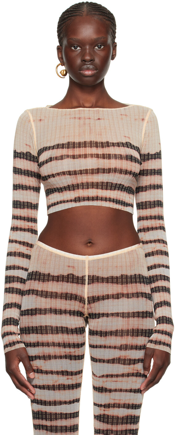 

Бежевая футболка с длинным рукавом KNWLS Edition Jean Paul Gaultier, Бежевый