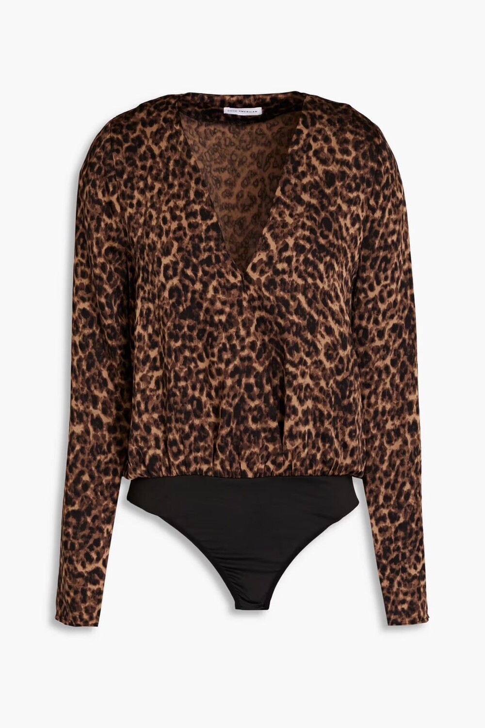 

Атласное боди с запахом и леопардовым принтом Good American, цвет Animal print