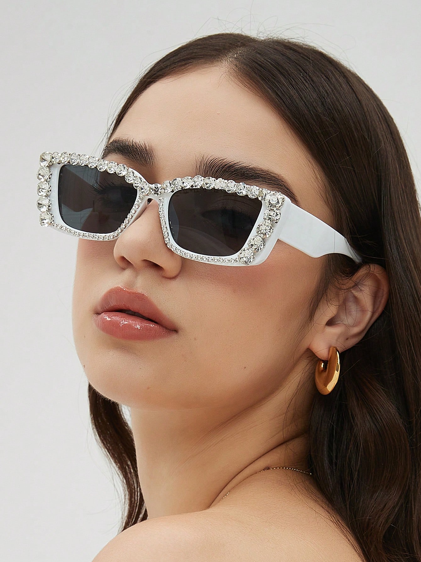 1 шт. модные женские солнцезащитные очки в крупной оправе со стразами