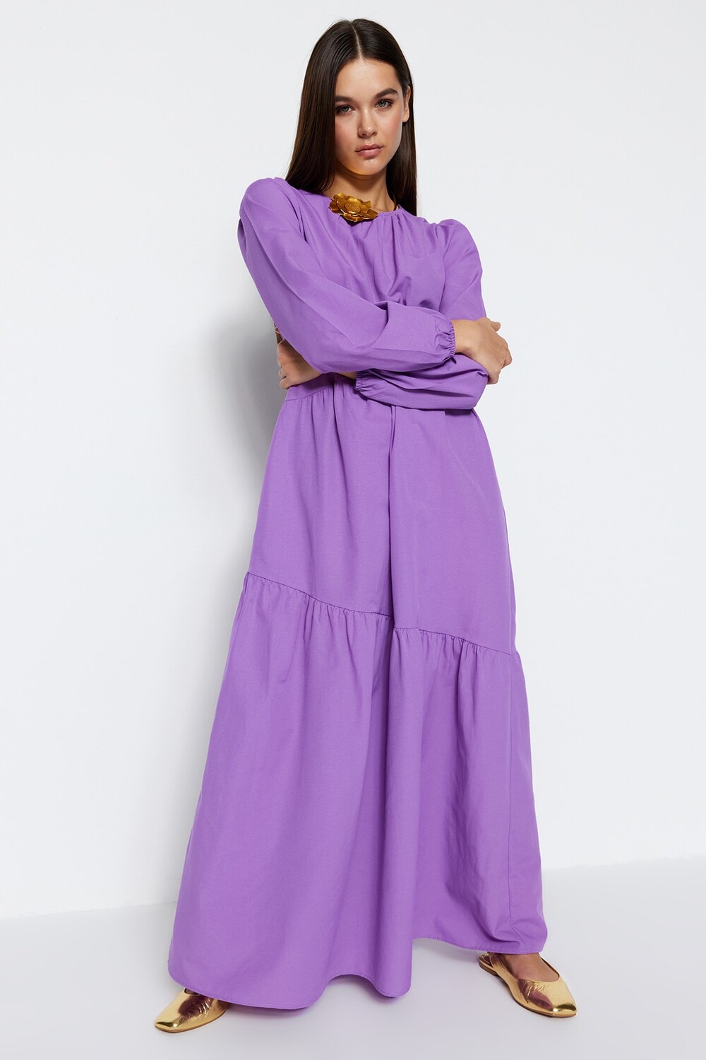 

Платье - Фиолетовый - А-силуэт Trendyol Modest, фиолетовый
