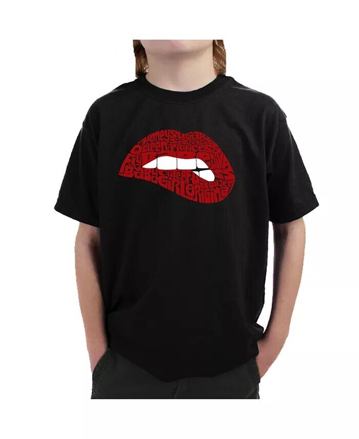 

Футболка с рисунком Word Art для мальчика — Savage Lips La Pop Art, черный