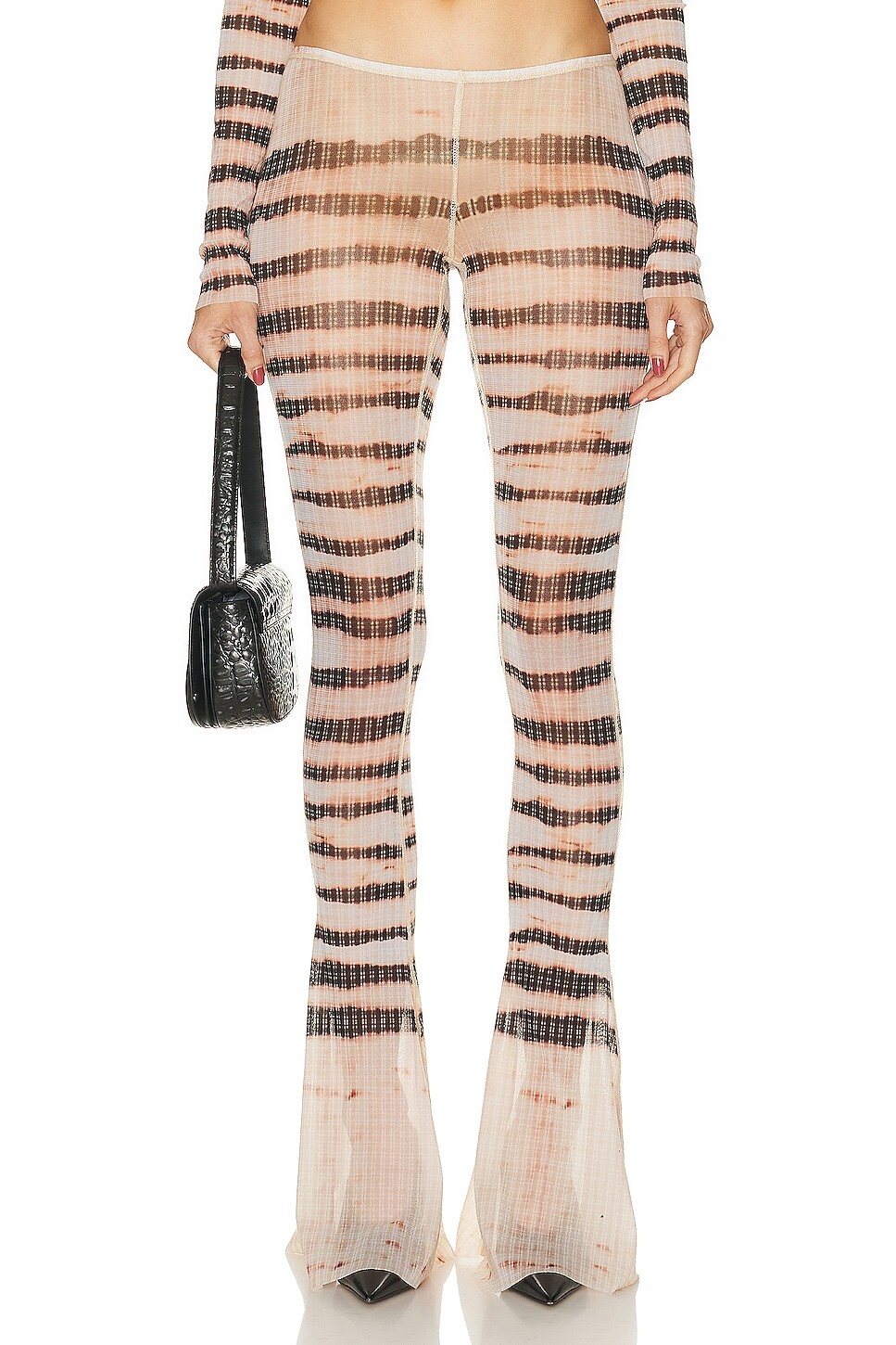 

Брюки Jean Paul Gaultier X KNWLS Low Waist Striped Washed Mariniere Flare Legging, цвет Ecru & Brown