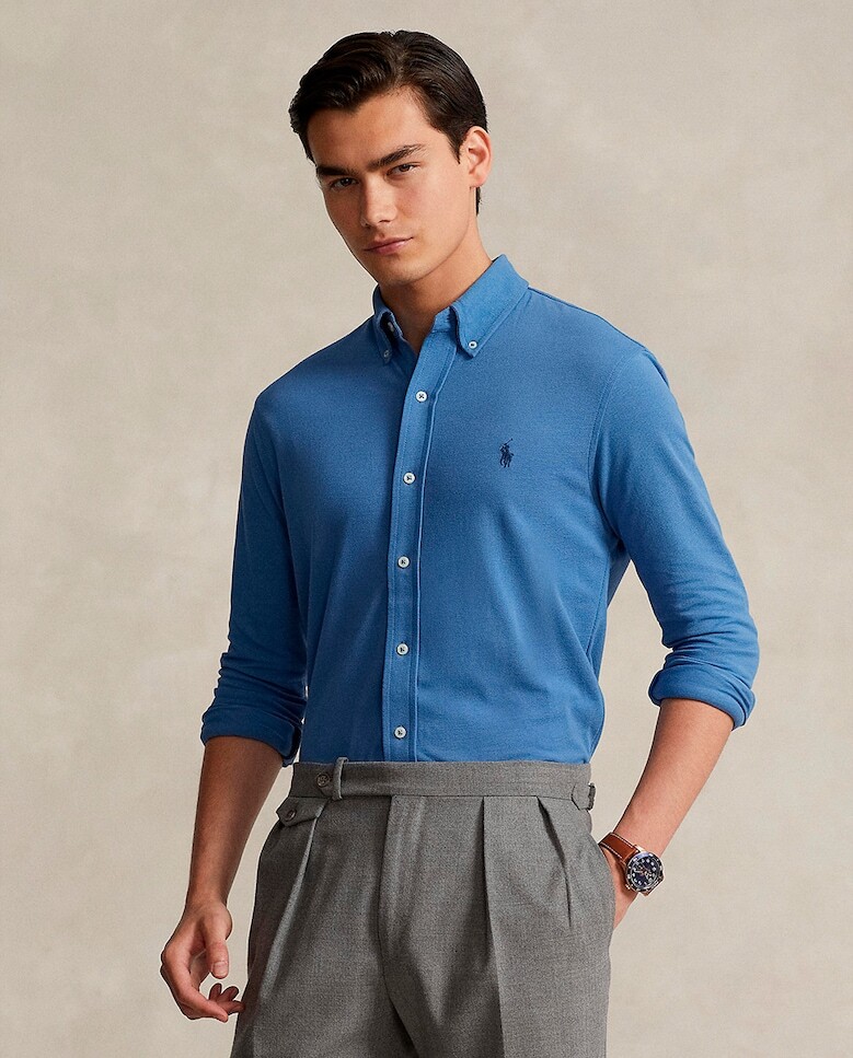 

Мужская хлопковая рубашка стандартного кроя Polo Ralph Lauren, светло-синий