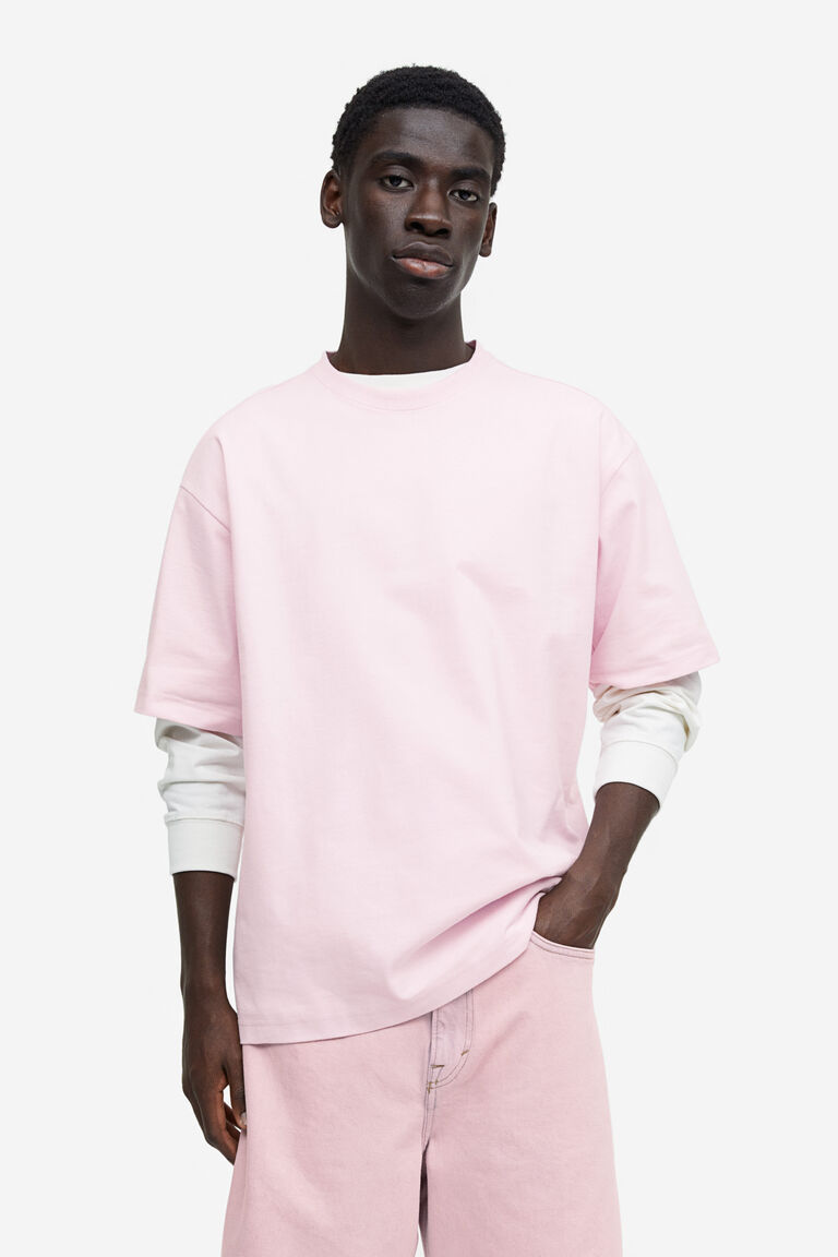 Свободная футболка H&M, розовый