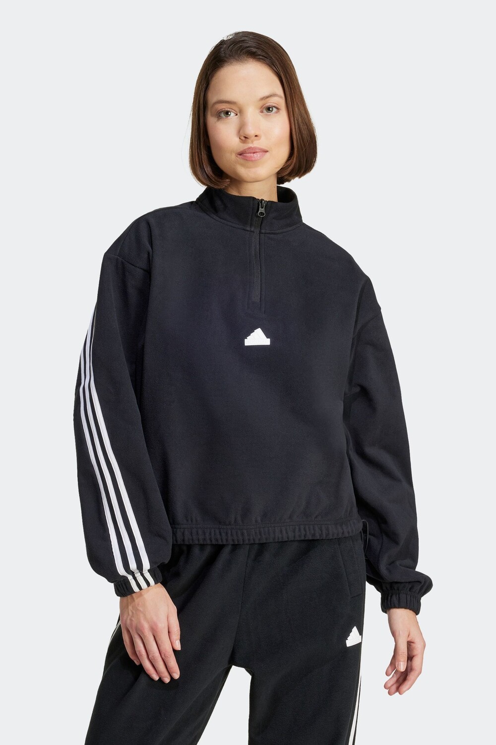 

Флисовый топ Future Icons с застежкой молнией 1/4 Adidas, черный