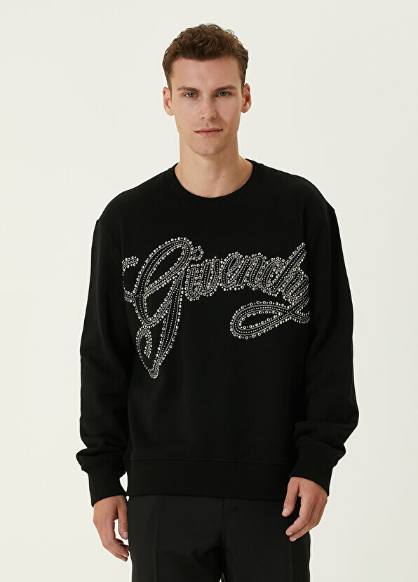 

Черный свитшот с вышивкой логотипа trok Givenchy