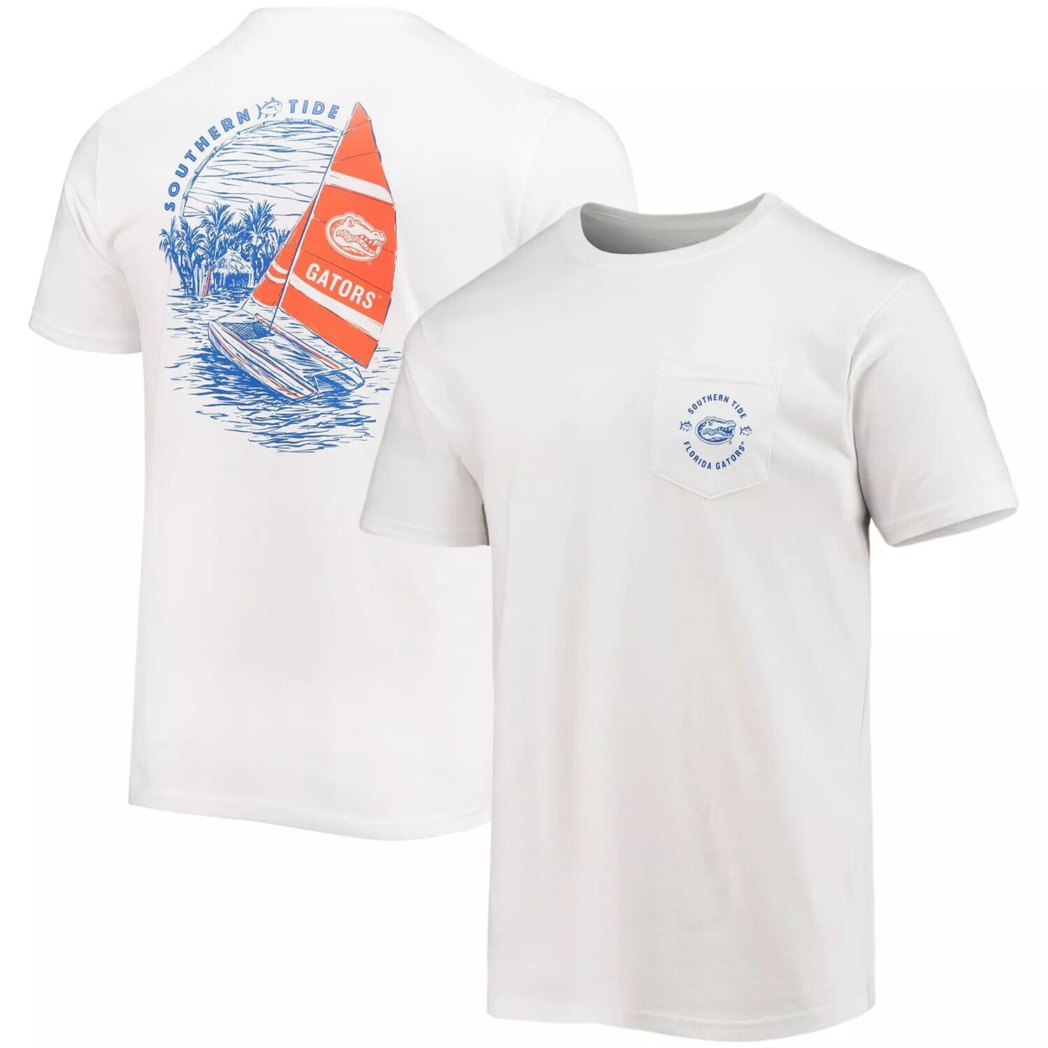 

Мужская белая футболка для прибрежного парусного спорта Southern Tide Florida Gators Game Day, Белый