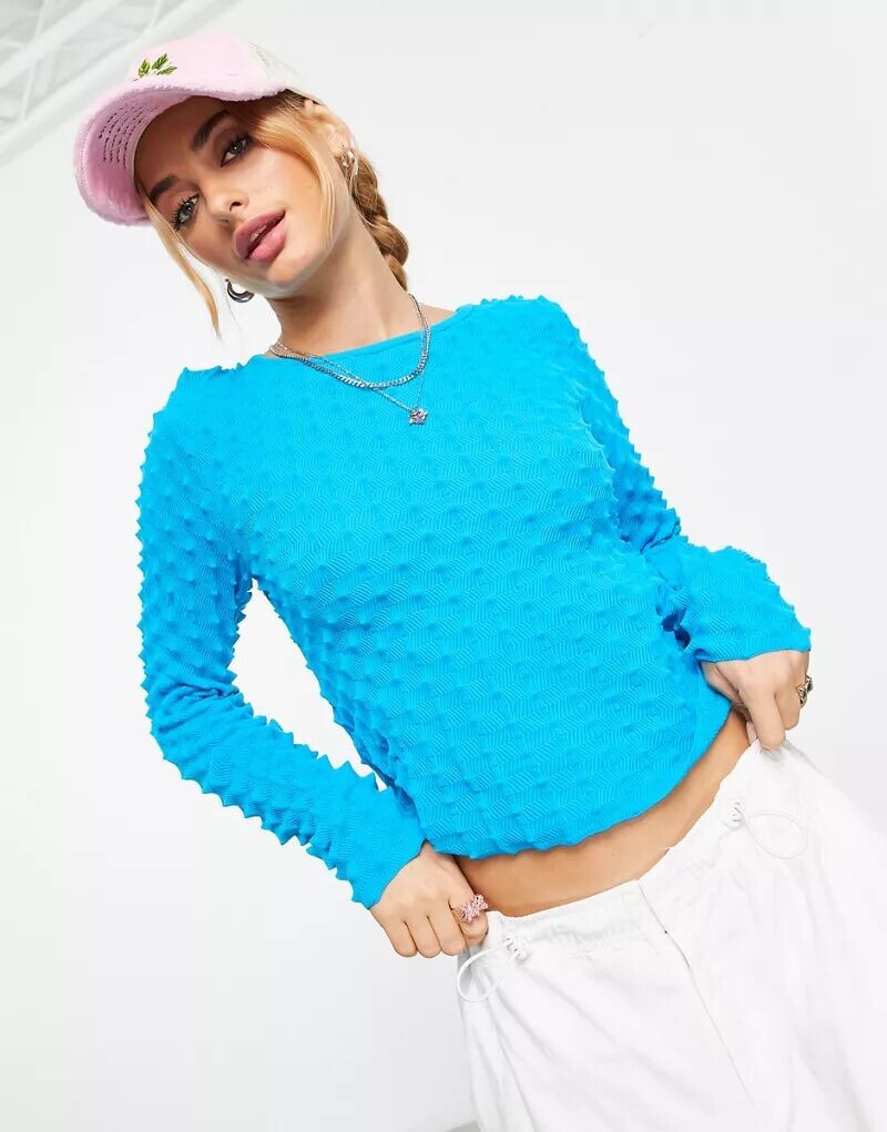 

Синий джемпер с 3D-фактурной строчкой ASOS