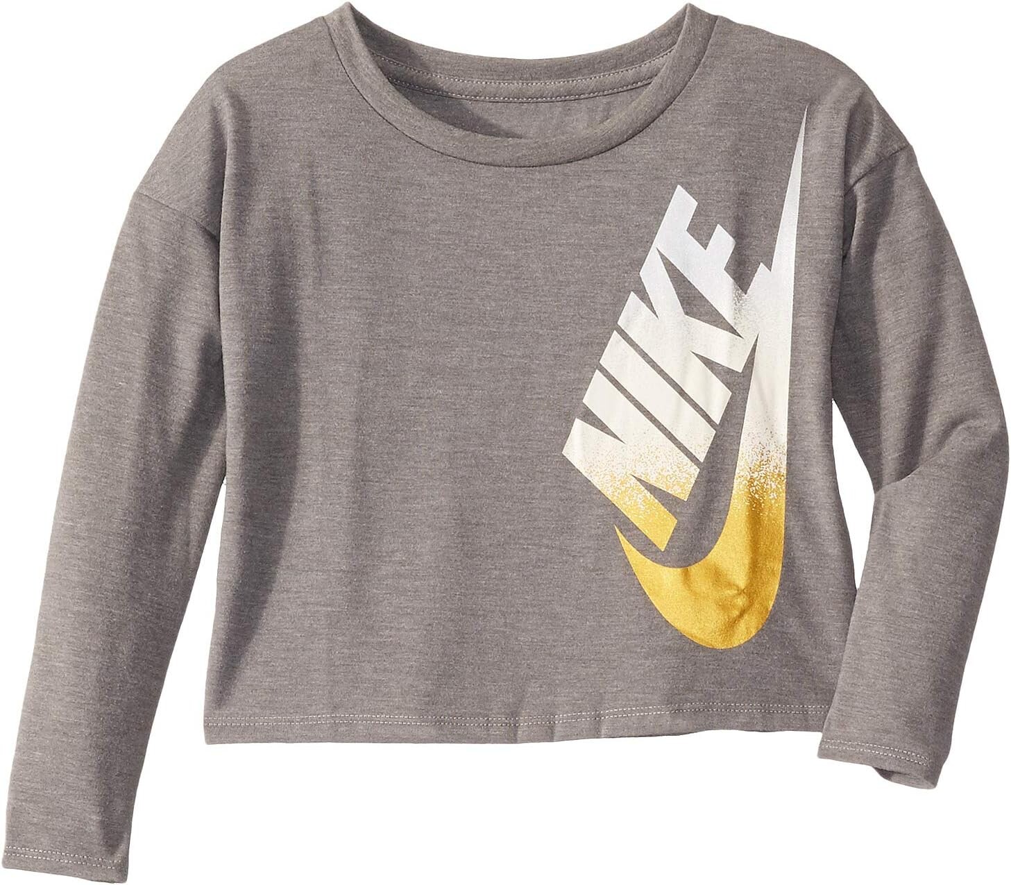 

Футболка Nike Metallic Logo Long Sleeve Graphic Top, цвет Carbon Heather