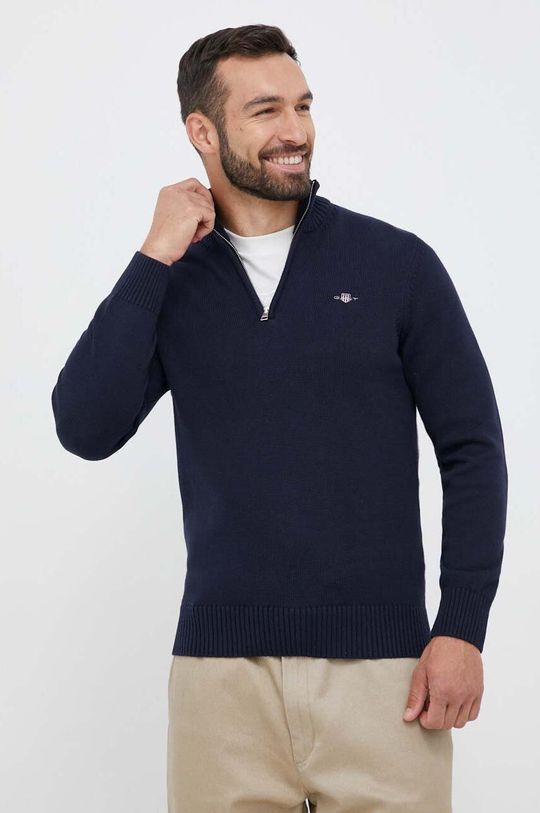 Хлопковый свитер Gant, темно-синий
