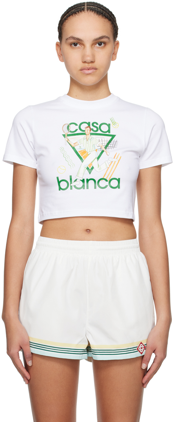 Белая футболка с надписью Le Jeu Casablanca