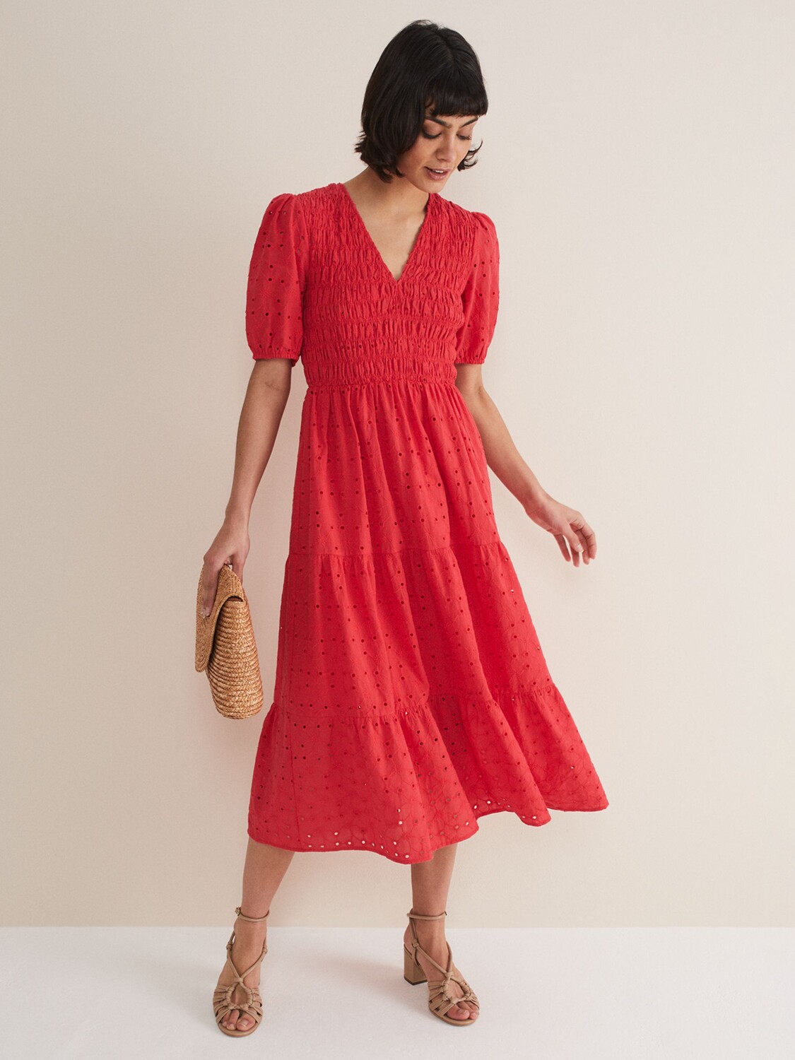 

Платье миди Phase Eight Gretta Broderie, розовый