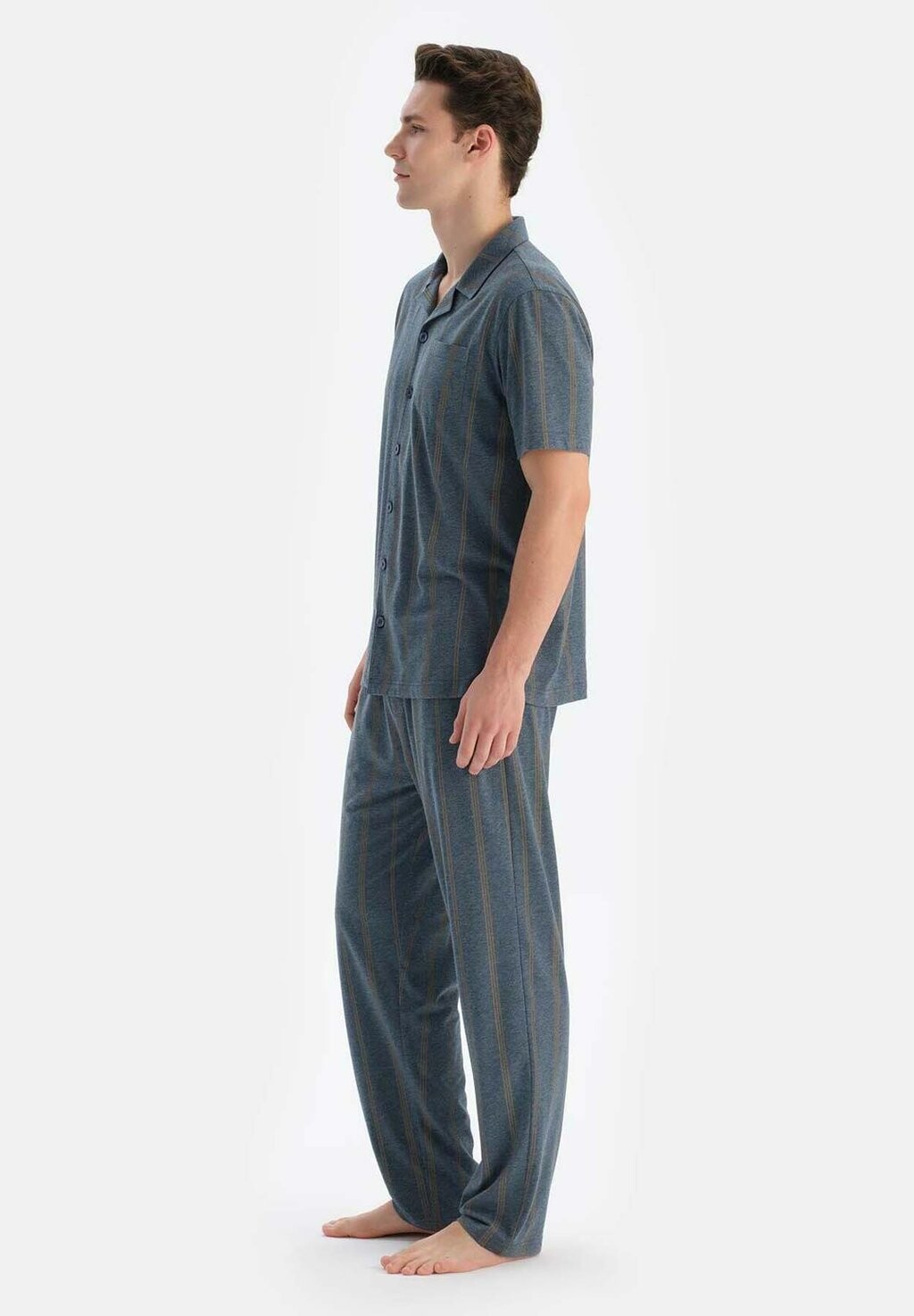 

Пижамный комплект SHORT SLEEVE STRIPED REGULAR SET DAGI, цвет Mottled Dark Blue