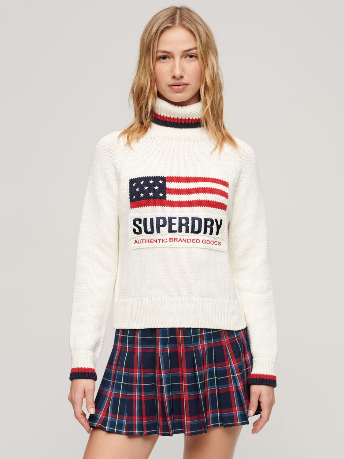 

Джемпер с высоким воротником Americana Superdry, экрю/мульти