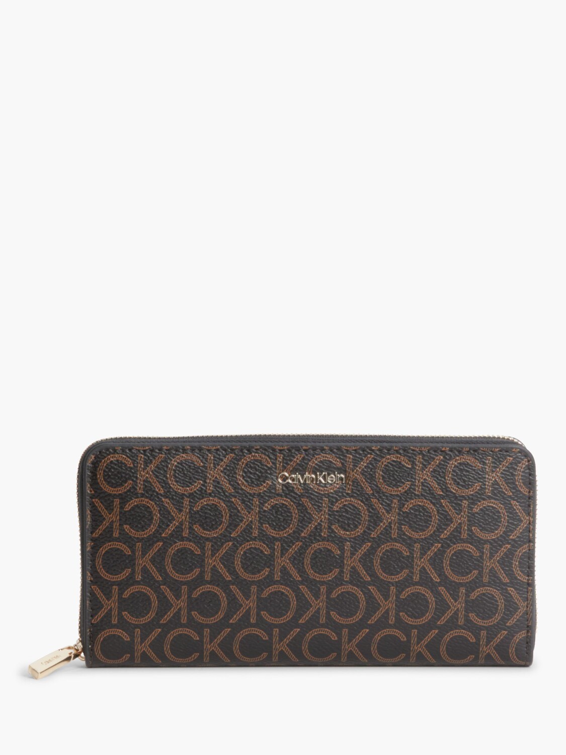 

Большой кошелек на молнии с логотипом из переработанных материалов Calvin Klein, коричневый