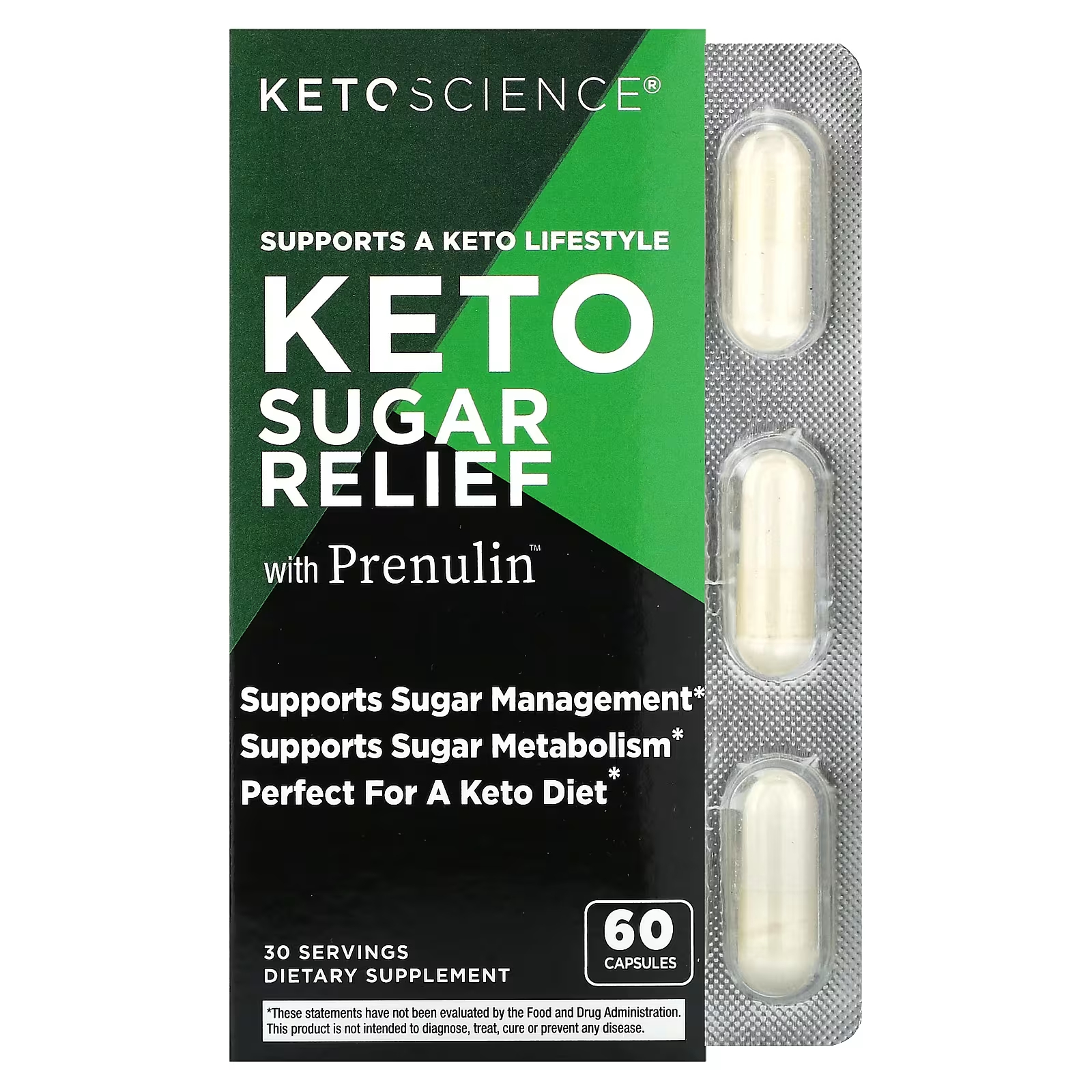 Keto Science Keto Sugar Relief с пренулином, 60 капсул vitamin bounty recover on keto электролиты 60 капсул