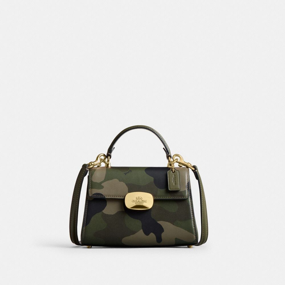 

Мини-сумка Eliza с верхней ручкой COACH, цвет gold/dark cypress multi