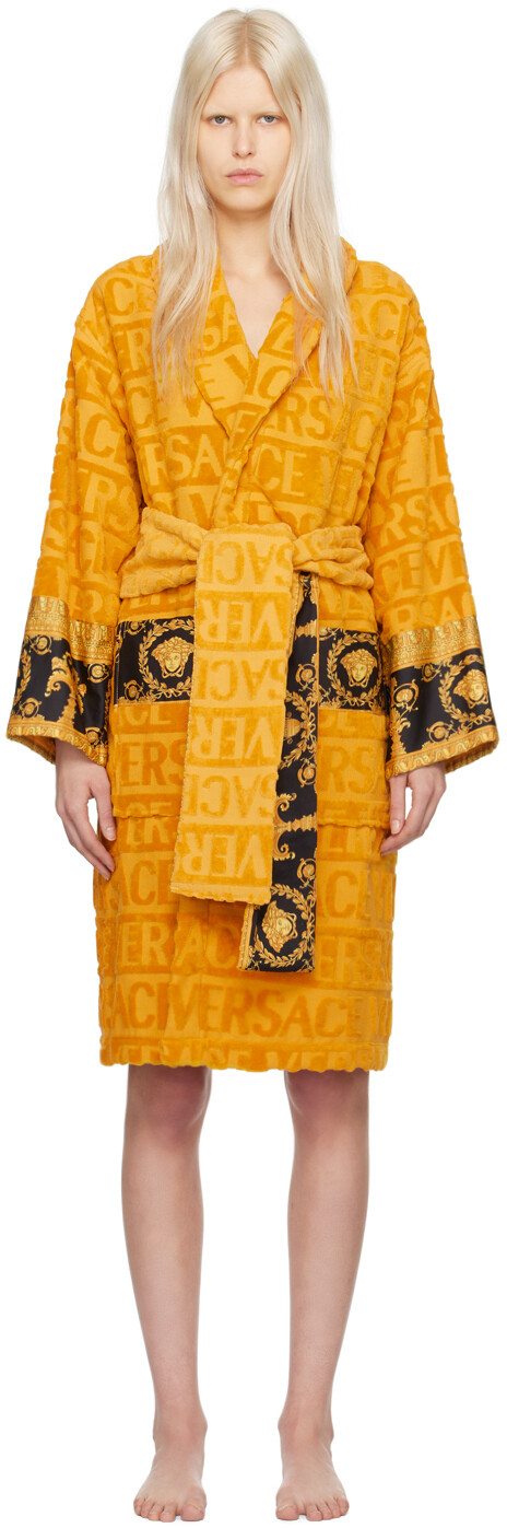 

Желтый халат с надписью "I Heart Baroque" Versace Underwear, цвет Gold