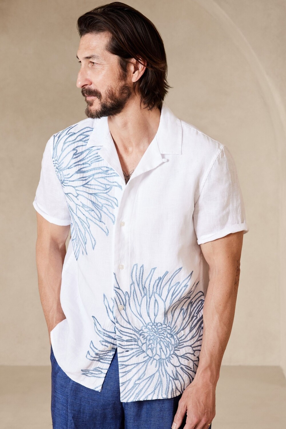 

Льняная рубашка Louis Resort Banana Republic, белый