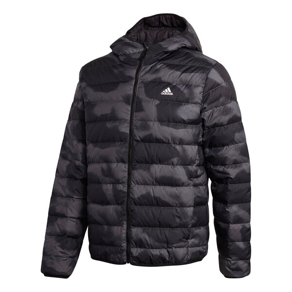 Пуховик adidas Outdoor Sports Printing hooded down Jacket Gray, серый цена и фото