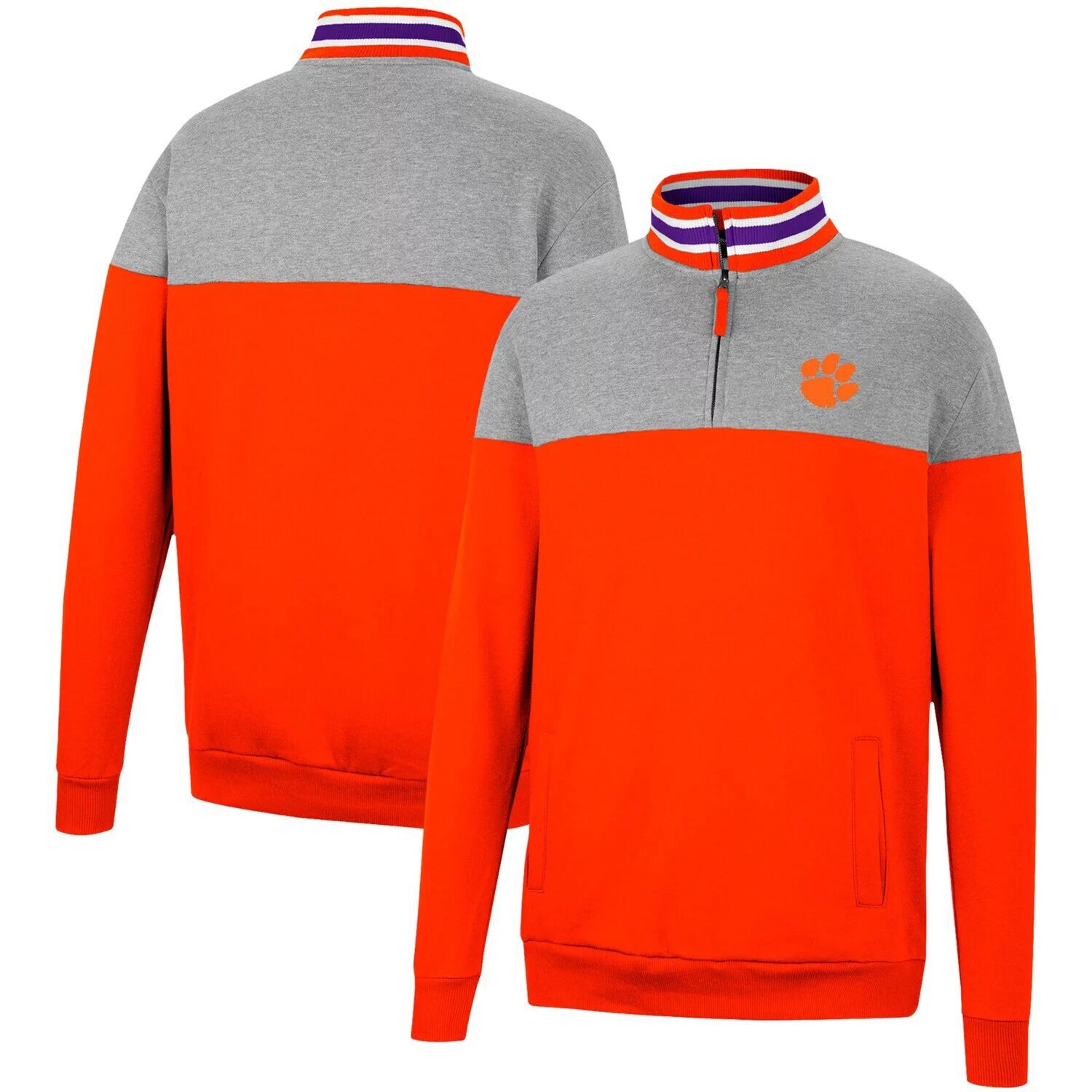 

Мужская футболка серо-оранжевого цвета с принтом Clemson Tigers Be the Ball с молнией на четверть Colosseum, Оранжевый