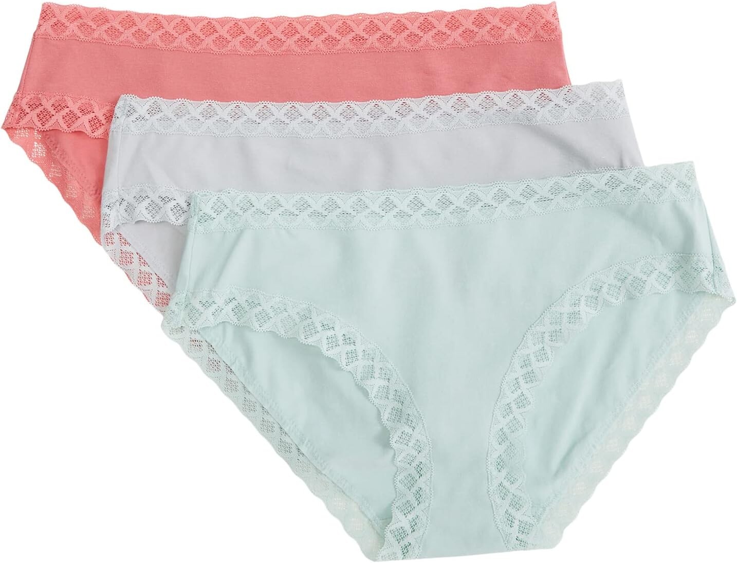 

Комплект трусиков Bliss Girl (3 шт.) Natori, цвет Mint/Dusk/Damask Pink