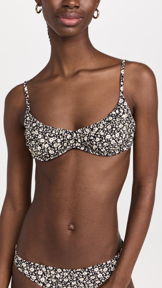

Бикини топ Tory Burch Printed Shirred Underwire, черный