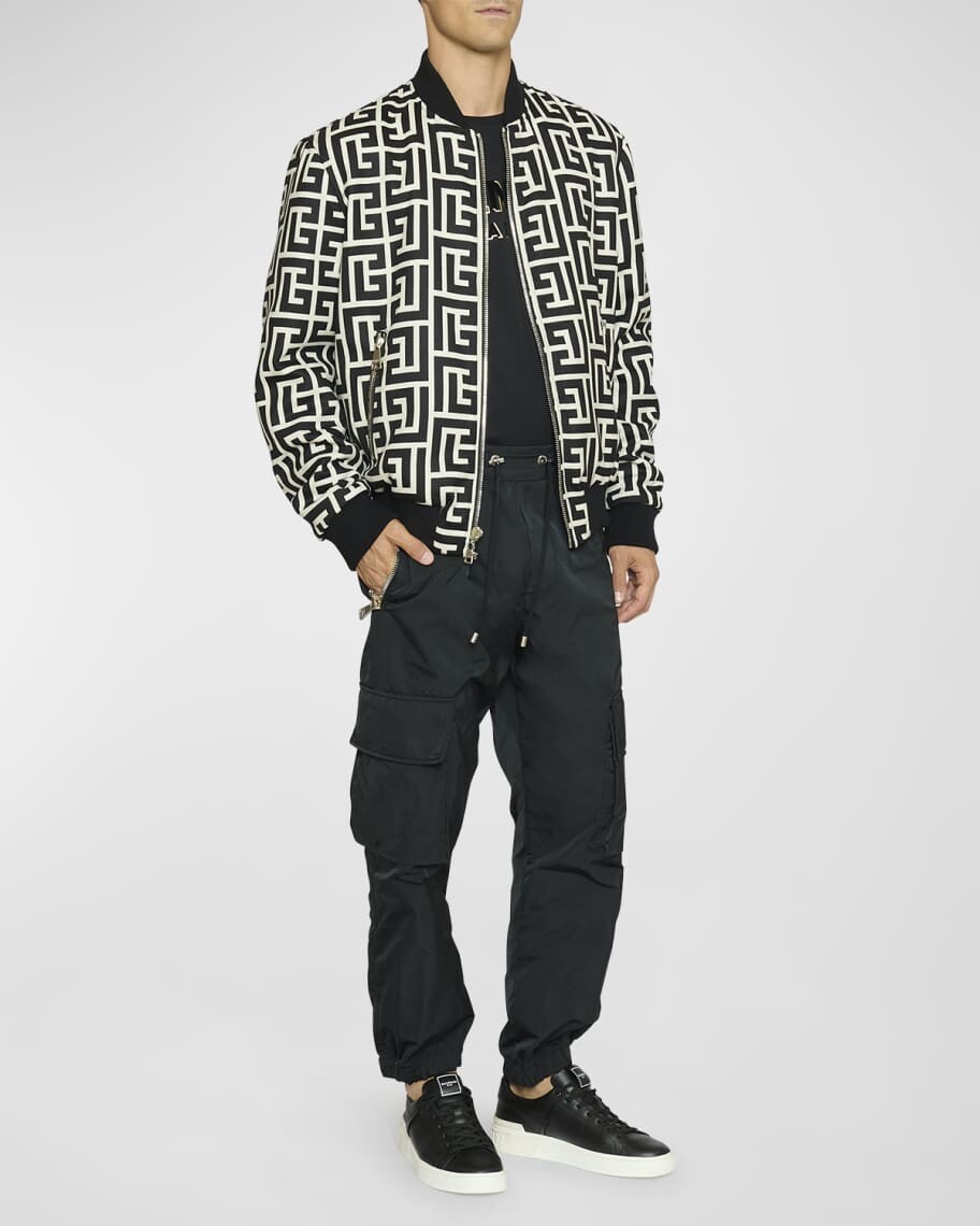 

Мужская куртка-бомбер с монограммой Reverse Macro Monogram Balmain, Черный