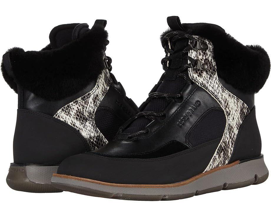 Ботинки Cole Haan 4.Zerogrand Leather Hiker, цвет Water Resistant Black Suede/Naga Snake Print/Black Mesh цена и фото