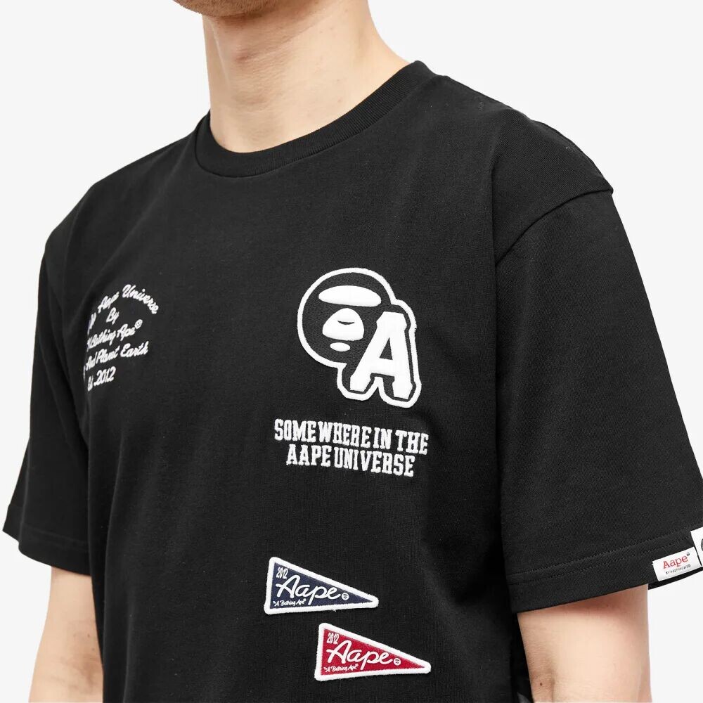 

Футболка с принтом воды на спине AAPE by A Bathing Ape College, черный