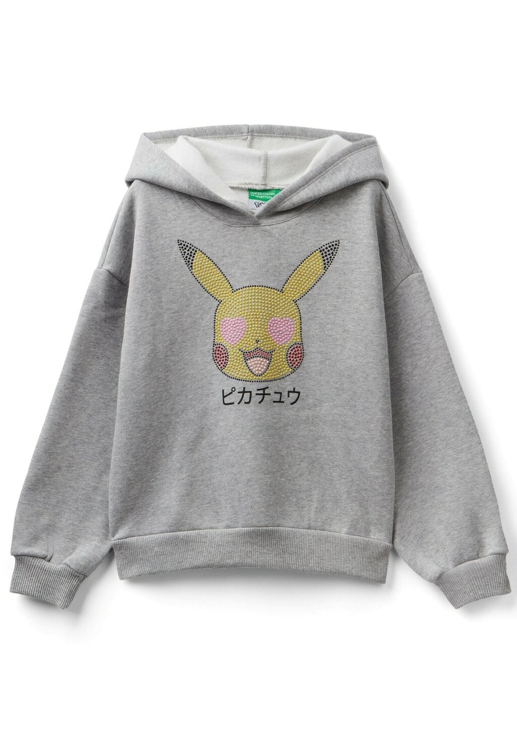 

Толстовка Warm Slightly Dropped Shoulder, Multicolor Print & Small Studs Transfert Artwork, Comfortable Fit, Wrists & Bottom United Colors of Benetton, цвет grey