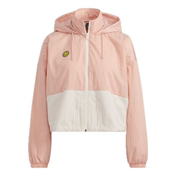 Куртка (WMNS) Adidas neo x SMILEY Sportwears Windbreaker Jacket 'Pink White', розовый