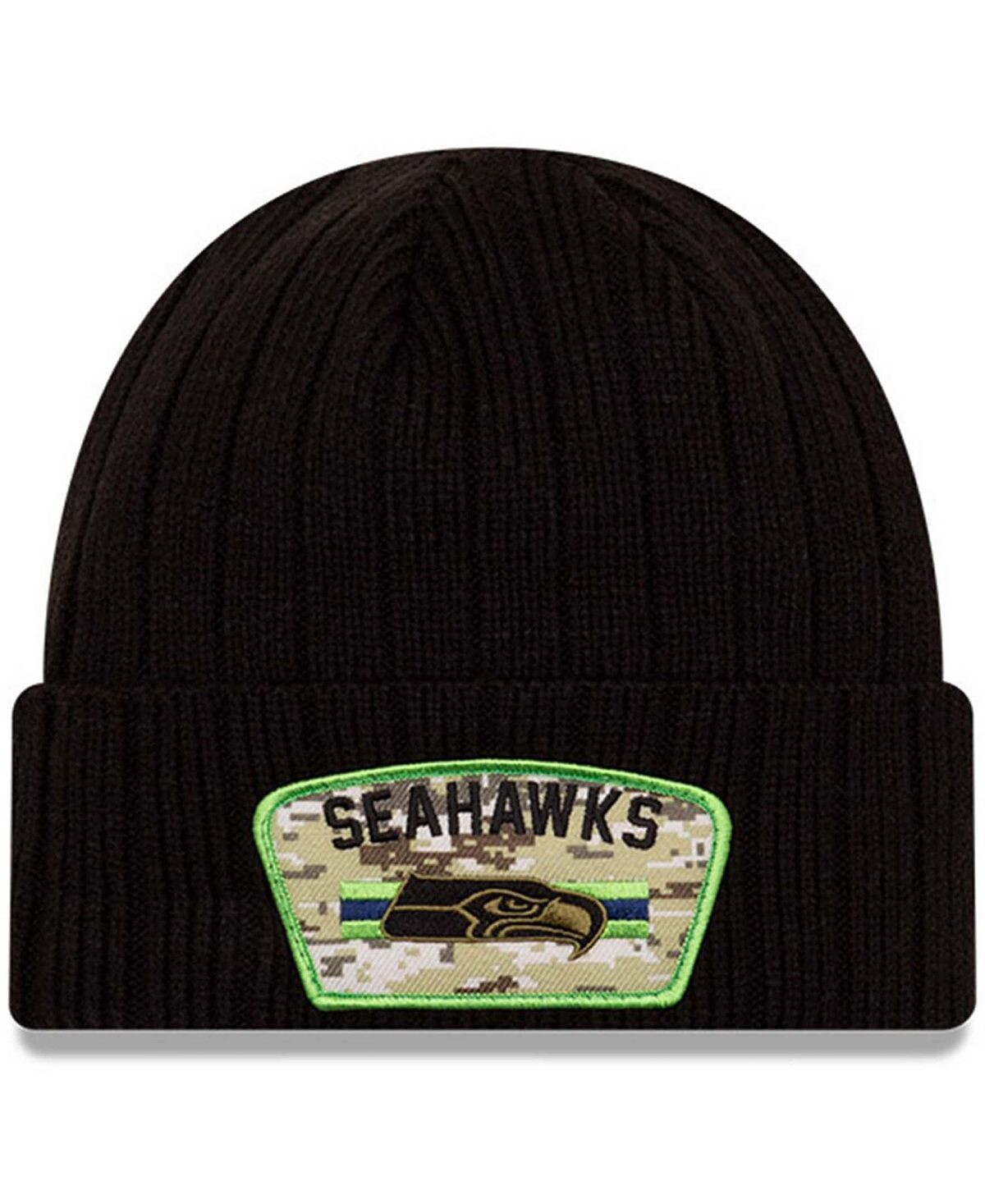 

Мужская черная вязаная шапка с манжетами Seattle Seahawks 2021 Salute To Service New Era