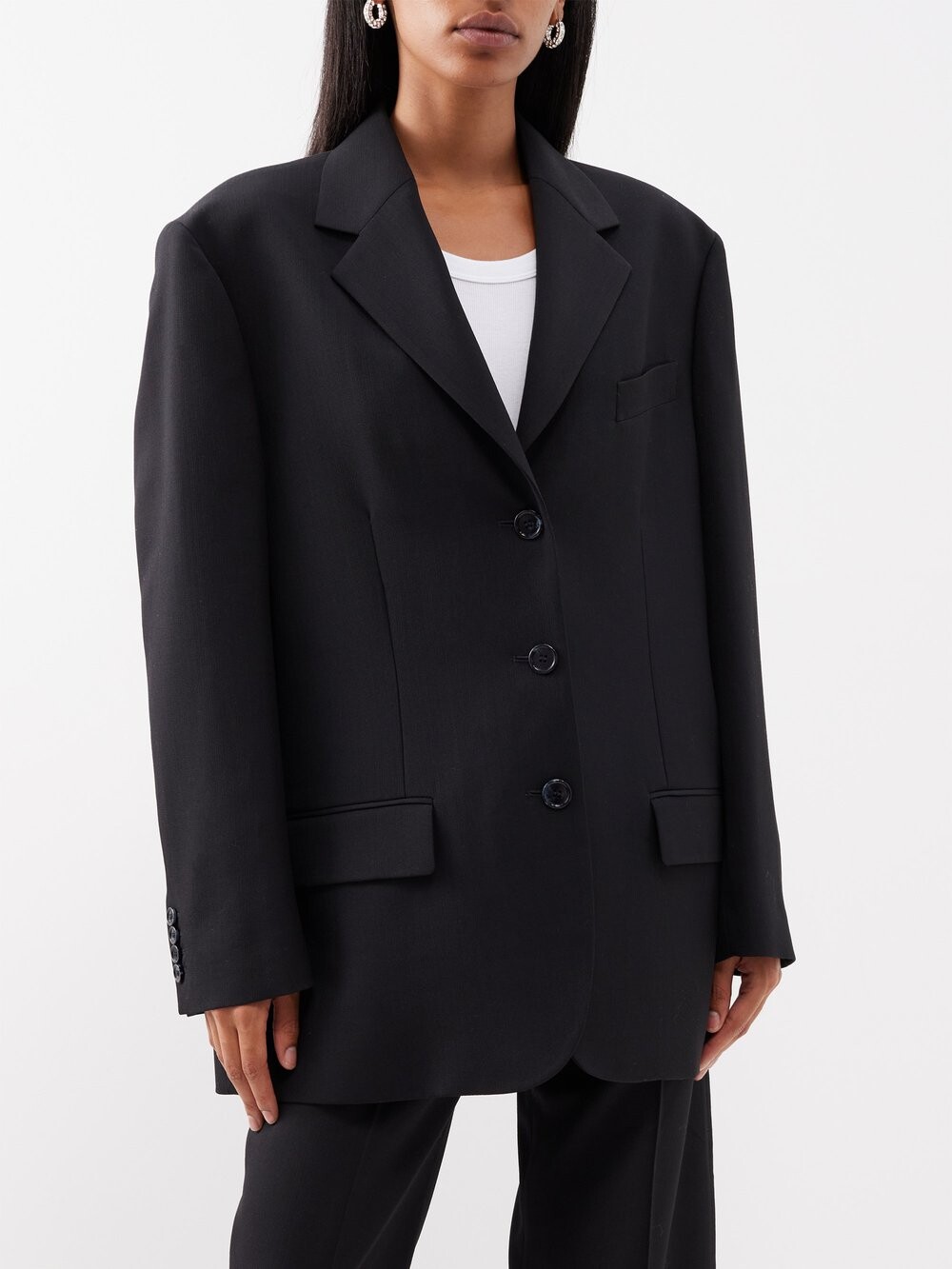 

Однобортный пиджак juylie из парусины Acne Studios, черный
