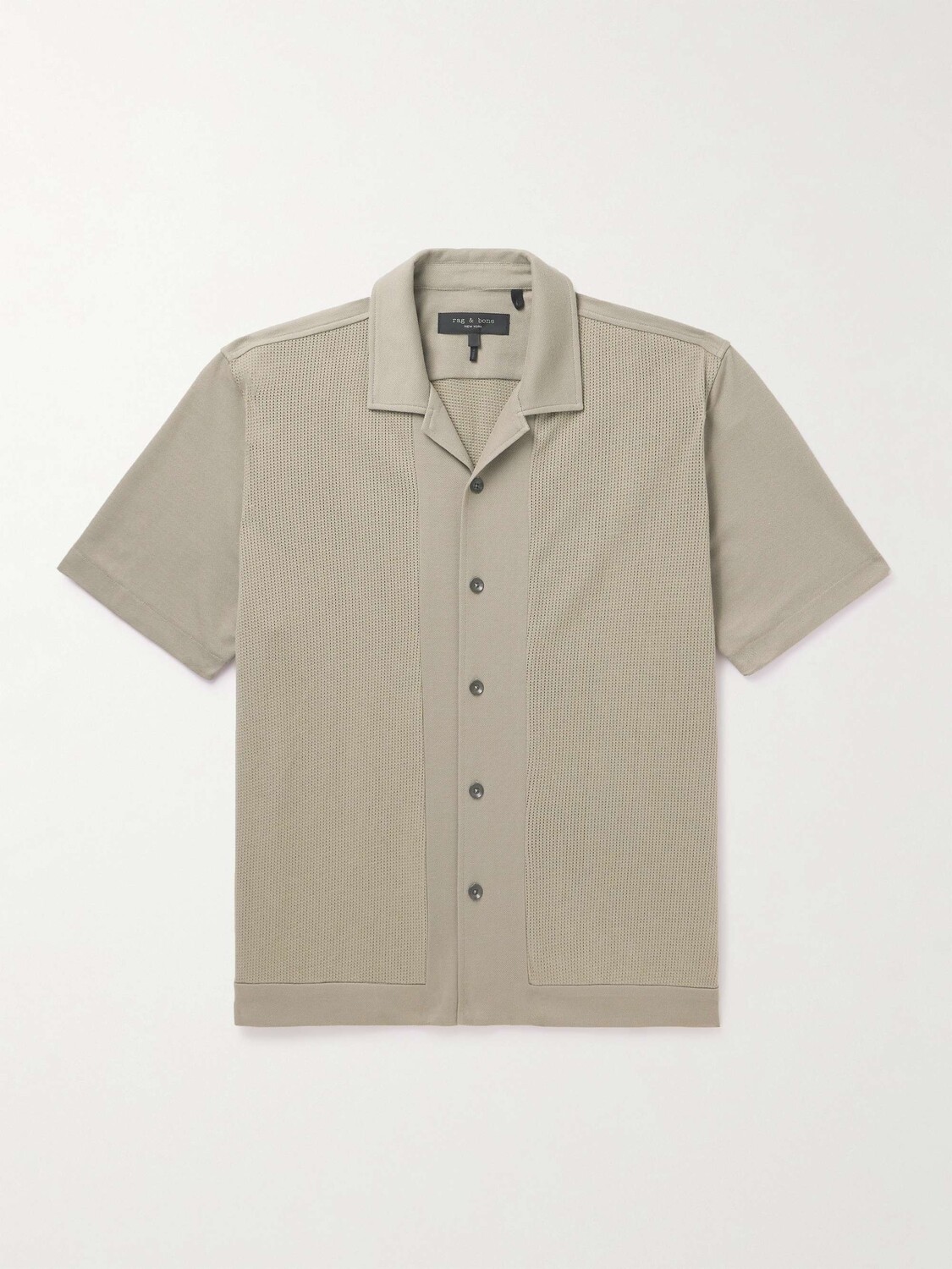 

Хлопковая рубашка Avery Camp-Collar с сотовой вязкой RAG & BONE, бежевый