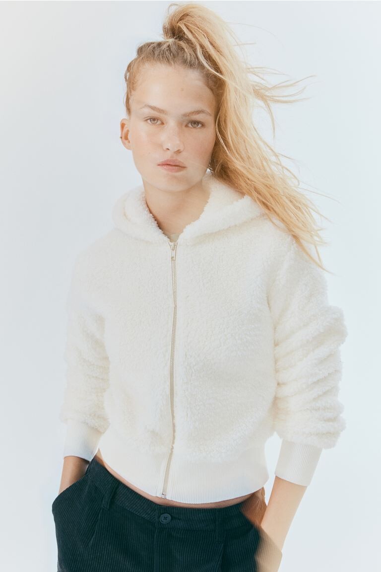 

Плюшевый топ с капюшоном и молнией H&M