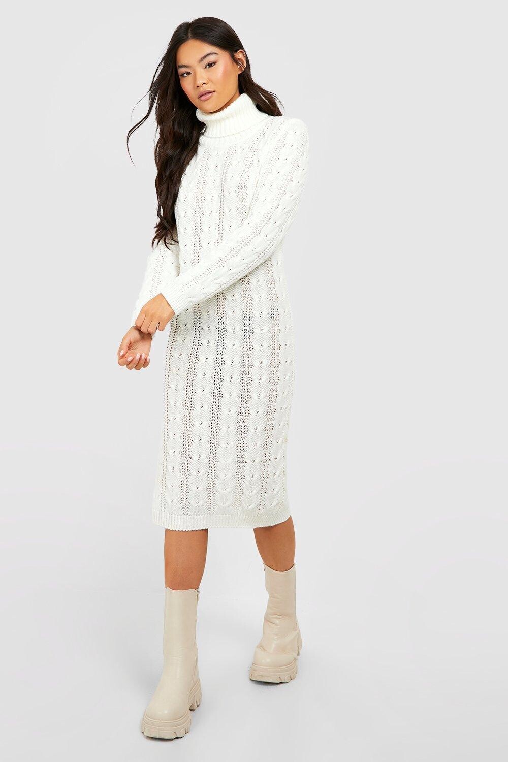 

Платье миди с коротким воротком Boohoo, кремовый