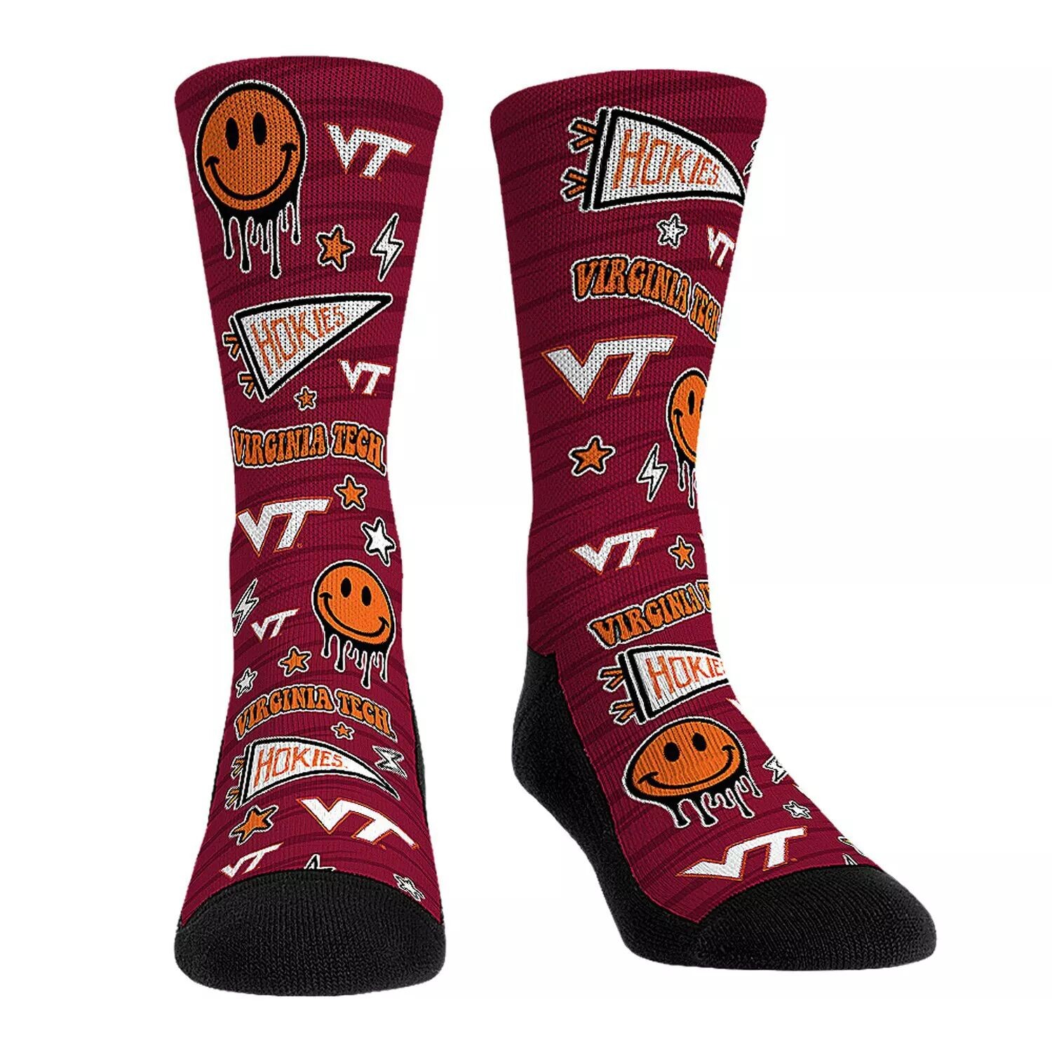 

Молодежные носки Rock Em Носки Virginia Tech Hokies со смайликами Unbranded